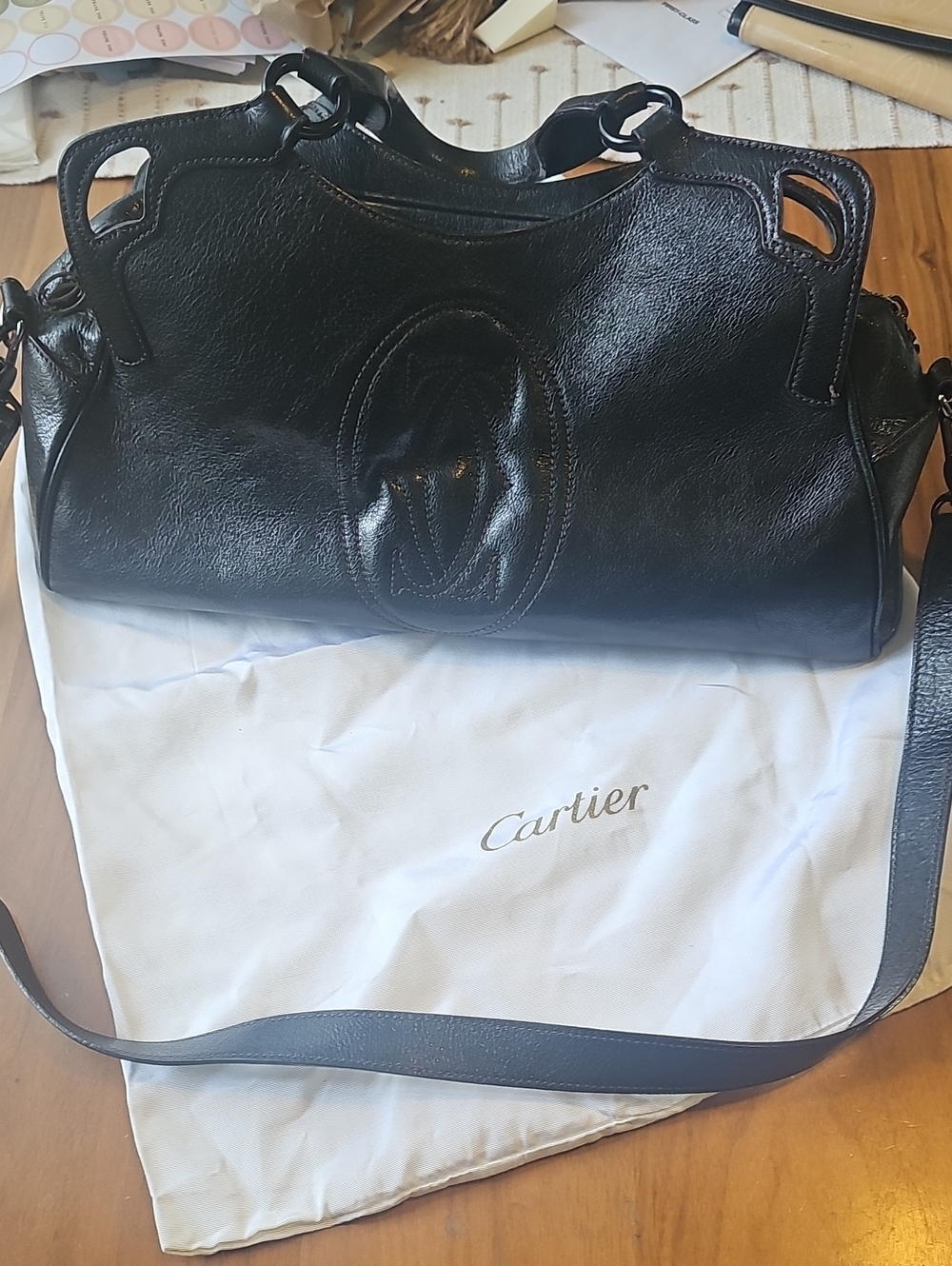 Montcello De Cartier Black Leather Shoulder Satchel